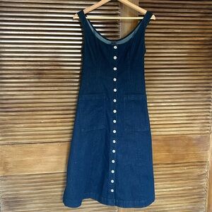 Classic Italian A-line scoop neck button down denim dress